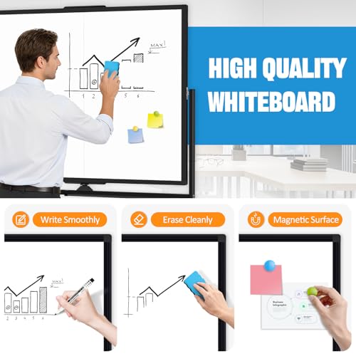 Image of Rolling Whiteboard 60 inch x 48 inch Sturdy Dry Erase White Board on Wheel