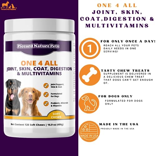 Image of One 4 All Joint, Skin, Coat, Digestion, and Multivitamins Wheat Free 120ct Soft Chews