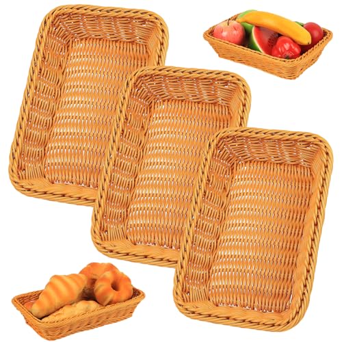 3 PcsPanier en Osier, Corbeille Pain, Paniers en Panier Pains, Panier a Pain de Table pour Cadeaux, Fruits, restaurants, service de nourriture, cuisine...