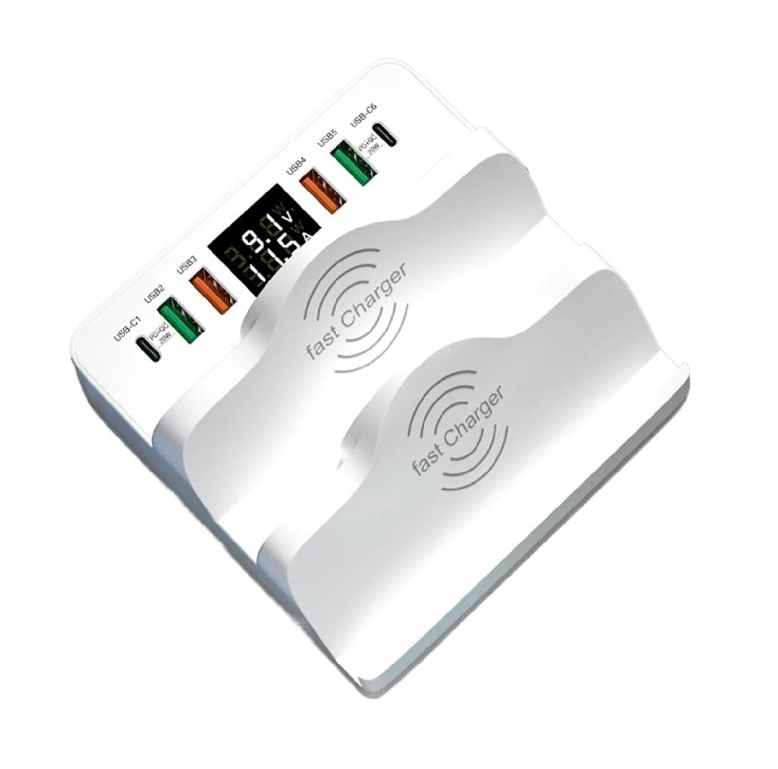 Cargador para múltiples dispositivos, estación del cargador USB de los puertos 80W 6 con el cargador rápido inalámbrico dual del paladio de la carga 3.0 del soporte Carga rápida con múltiples puertos