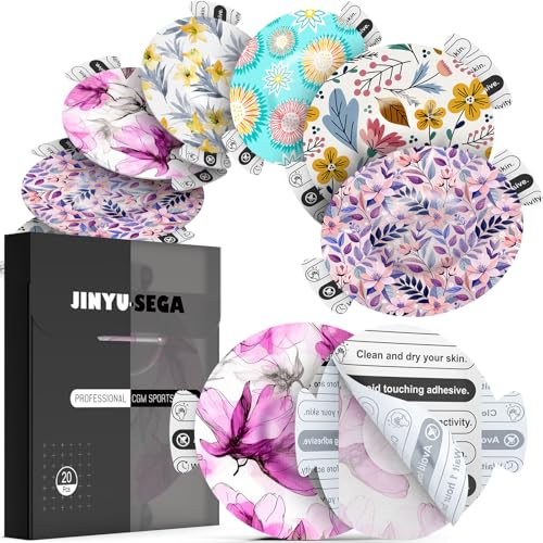Sensor Covers for Libre 3 Waterproof - 20pcs Adhesive Patches for Libre 3,with Easy-Peel Tab Pre-Cut Backing,CGM Sensor Tape for 10-14 Days Floral