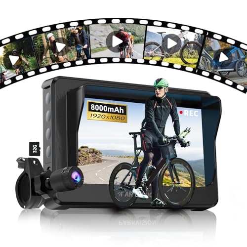 PARKVISION Bicycle Rear View Camera Recorder, 4.3'' 1080P Monitor, 8000mAh Battery,Loop Recording, 32GB TF Card, Bike Front/Backup Cam for Mountain Ebike Road Bike