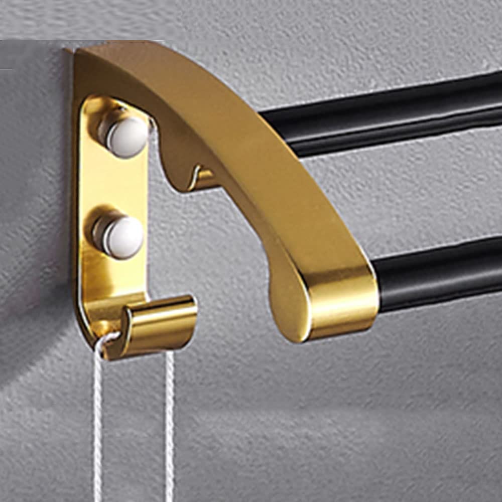 Estante, Soporte para Almacenamiento de Toallas, Toalleroguo, Estante de Aluminio Espacial, Estante de Baño de Oro Negro, Diseño Curvo