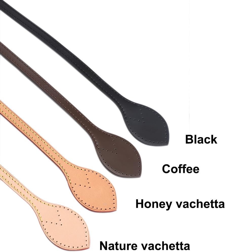 Vachetta Leather Replacement Straps Handles Fit for Neverfull PM & MM Tote Bags (Coffee)