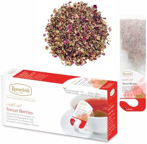 LeafCup Sweet Berries Chai – Flavoured Loose Leaf Red Fruit Herbal Tea with Hibiscus & Rose Hip – Naturally Caffeine-Free – 15 Individually Wrapped Tea Bags