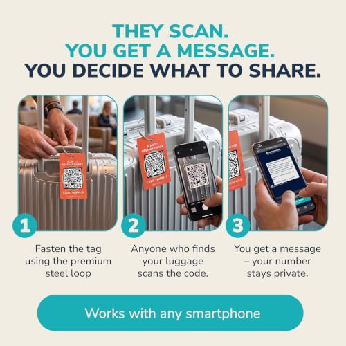 Image of Smart Luggage Tags | Privacy QR Code Luggage Tag, Orange, 2-Pack