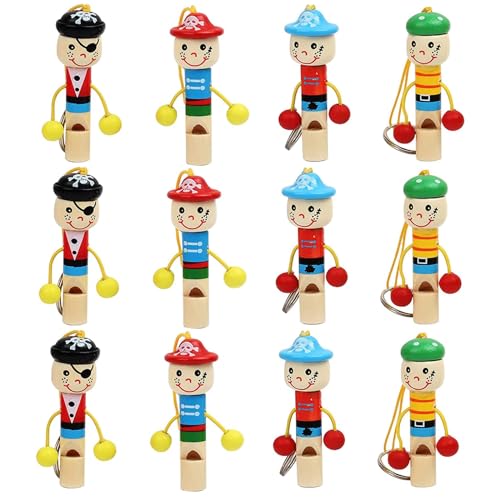 12 Pieza Color Aleatorio Silbato para Niños, Silbatos de Madera Niños, Silbatos Infantiles de Madera, Juguetes Infantiles para Fiestas, Juegos, Entretenimiento, Fiestas