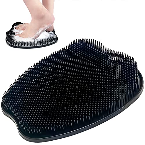 MAXHJX Fußwäscher Bath Massage Pad, Silikon Dusch Reinigung Fußmassagegerät mit Rutschfesten Saugnäpfen, Peeling, Massiert Ihre Füße, Fußkreislauf&Entlastet müde Füße massage matte. (Black) Cover