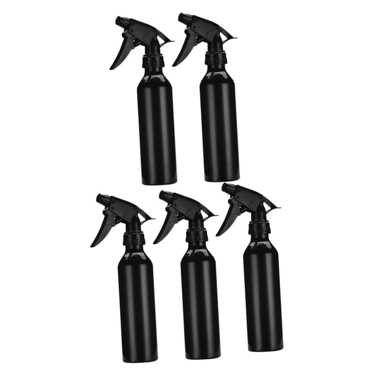 5 Stück 250ml Aluminium Sprühflaschen Schwarz mit Drehbarem Sprühkopf und Feiner Nebelzerstäuber Wiederbefüllbar für Parfüm und Make Up Wasser