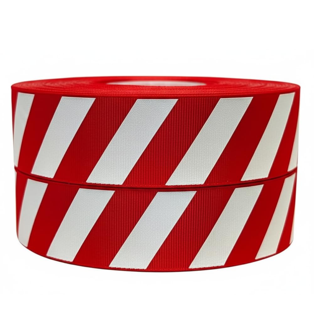 35mm Wide 2M Long Red & White Candy Cane Peppermint Christmas Ribbon for Accessories Cake Decorating & Decoration Ideas for Present Gift Wrap, Bows, Toppers or Wrapping for Bags. Eve Boxes, Cards,