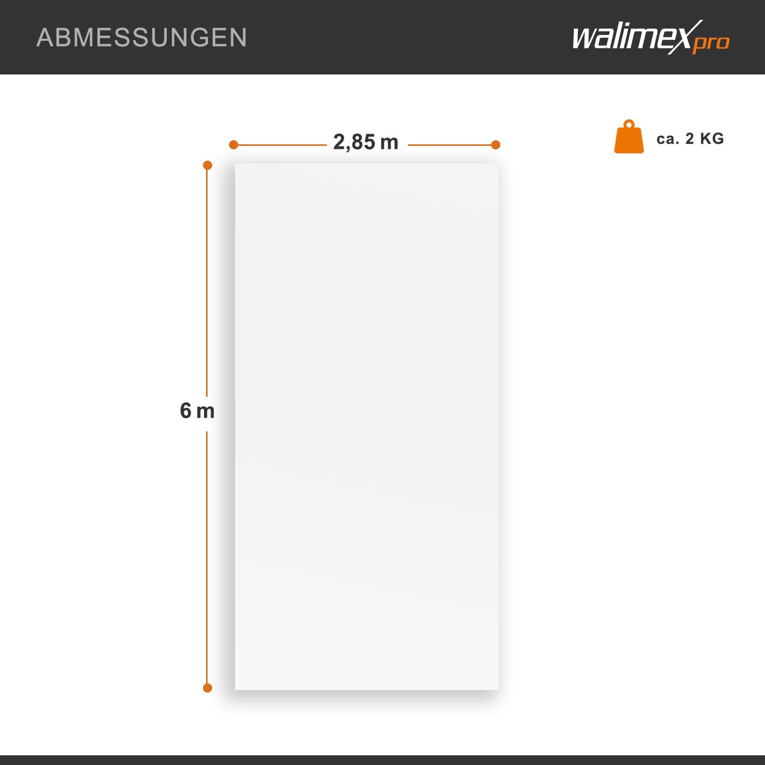 Walimex 14915 Tela de fondo, Blanco 2,85x6m