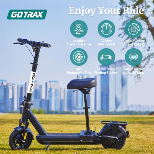 Image of Gotrax Electric Scooter for Adults,10 inch Tire, Max 25 /38Mile, 20Mph By 500W | 2 Speed Modes by 500W Motor, Front Suspension, Electric Code Lock, Durable Aluminum Alloy Frame, Foldable E Scooter