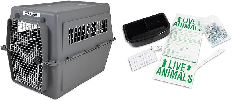 Petmate Sky Kennel, 48 Inch, IATA Compliant Dog Crate for Pets 90-125lbs, Made in USA & 290300 Kennel Travel Kit for Pets