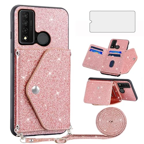 Coque TCL 20XE Asuwish Rose : Étui Portefeuille avec Protection Écran