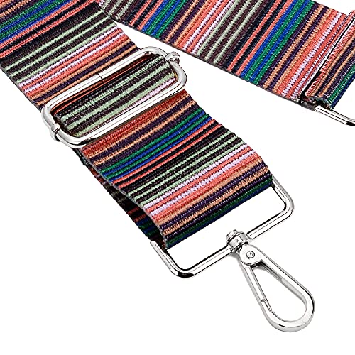 Image of Silvery Buckles Wide Shoulder Strap Adjustable Replacement Belt Crossbody Canvas Bag Handbag