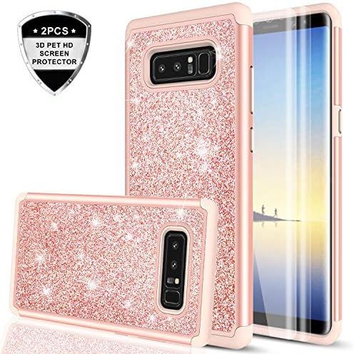 Note 8 Case,Galaxy Note 8 Case with 3D PTE Screen Protector [2 Pack] for Girls Women,LeYi Glitter Bling Dual Layer [PC Silicone] Heavy Duty Protective Phone Case for Samsung Galaxy Note 8 TP Rose Gold