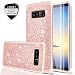 Galaxy Note 8 Glitter Case,LeYi Sparkle Bling Cute Girls Women Design [PC Silicone Leather] Dual Layer Hybrid Heavy Duty Scratch-proof Protective Phone Case for Samsung Galaxy Note 8 TP Rose Gold