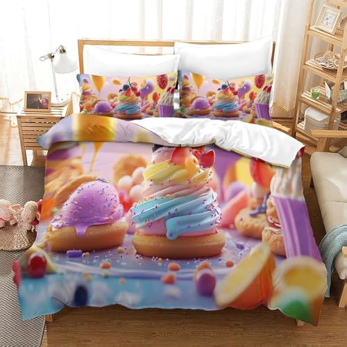 Housse de Couette Imprimé 3D en Microfibre Douce pour Lit Simple - 3