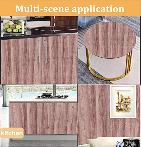 Image of ELTON Light Purple Brown Teak Wood Grain Textured Self Adhesive Almirah Skin - 48x72 Inch