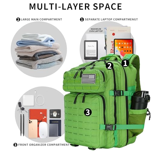 Image of Military Tactical Backpack 45L /25L 3 Day Assault Pack Molle Daypack Hiking Backpack for Men and Women