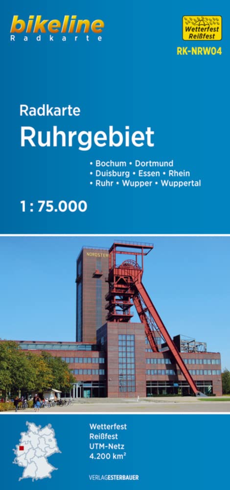 Ruhrgebiet cycling map (NRW04): Bochum - Dortmund - Duisburg - Essen - Rhein - Ruhr - Wupper - Wuppertal (Radkarten)