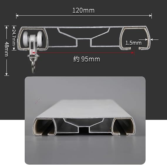Conjoined Curtain Track Ceiling Mount Double Tracks - Aluminium Alloy with Silence Rollers, Easy to Install