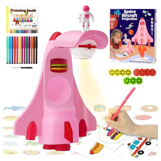 Proyector de Dibujo para Niños, CS COSDDI Mesa Proyectora de Dibujo para Niños Juguete Proyector de Trazo y Dibujo, Espaciales Mesa de Dibujo para Niños Pequeños con 66 Patrones para 3+ (Pink)