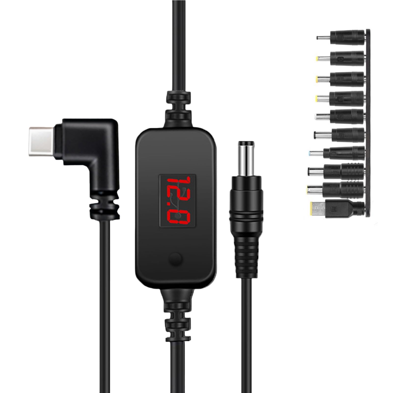 Maxtonser Portable Type C to DC5.5 Adjustable Charging Cable Offering Multi Voltages Option for Travel and Business Professional
