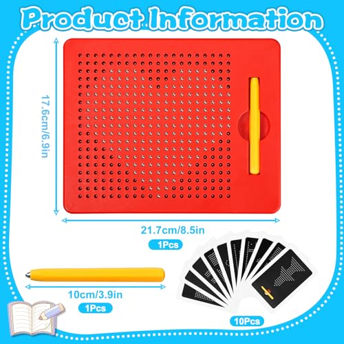 Mexgcom Magnetische Zeichentafel, Magnetspiel für Kinder, Magische Magnetische Zeichenbretter Mit Stift und Karte, zaubermaltafel für Kinder Familienbildung und Schulbildung (Rot)