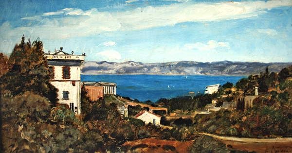 Affiche toile la baie de Marseille par Guigou pour votre décoration de salon 60x90 cm