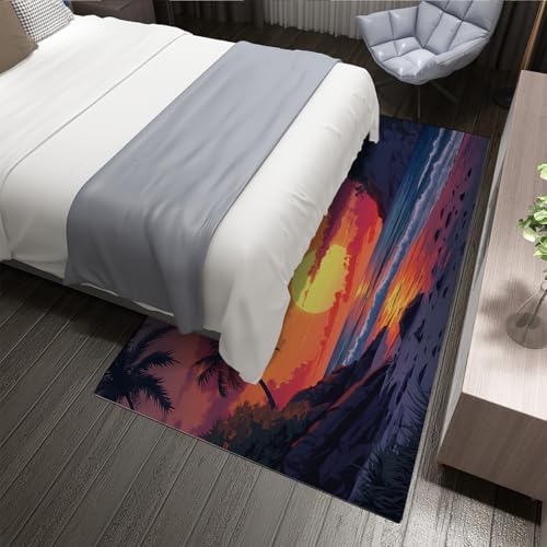 Tapis de salon coucher de soleil antidérapant mince 90x180 - 5