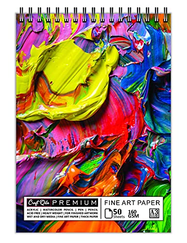 Craft Qila Bright Colors Mixed (50 Sheets, 100 Pages) A3 Sketchbook | Top Spiral-Bound Sketchpad for Artists | Professional Grade Drawing and Sketchbook