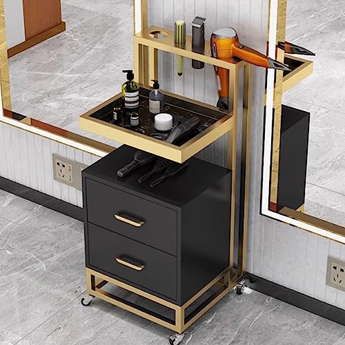 Wszechstronny wózek do salonu piękności z szufladami, metalowa szafka do przechowywania na kółkach, 37 x 37 x 85 cm, idealny do salonów, warsztatów i organizacji garażu, elegancki czarny design
