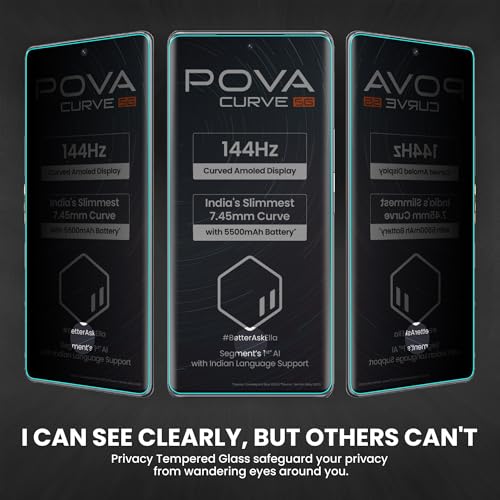 Image of FIRST MART Ant-Spy Privacy Tempered Glass for Tecno Pova Curve - 9H Screen Protector, Anti-Peeping, Bubble-Free, Edge to Edge [2 Pack]