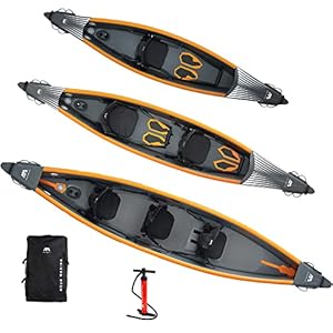 Aquamarina Posti Tomahawk Air-440 Kajak voor volwassenen, uniseks, zwart/oranje, effen