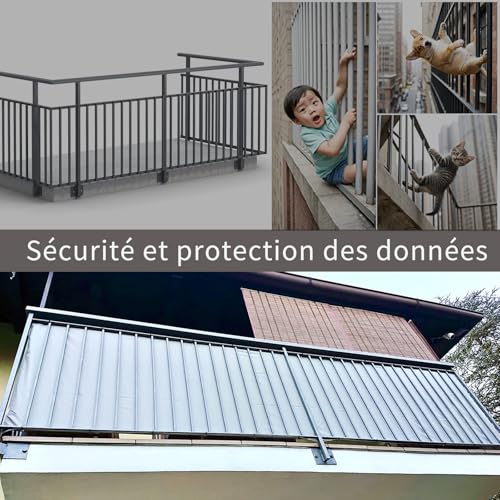 Cache-vue balcon crème opaque 90x500 extérieur avec serre-câbles - 4
