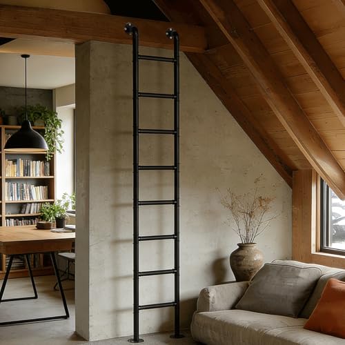 Escalera de desván montada en Pared, 100-300 cm para Hueco de Ventana de sótano y evacuación, Escalera Segura para litera, Dormitorio y Plataforma de RV, Carga máxima 330 lbs(155cm/61in)