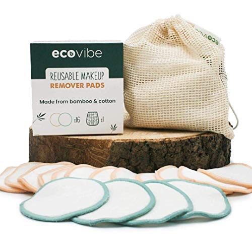 Ecovibe Plastic-Free Reusable Organic Makeup Remover Pads & Bag, Eco-Friendly, Extra Soft & Suitable For Sensitive Skin