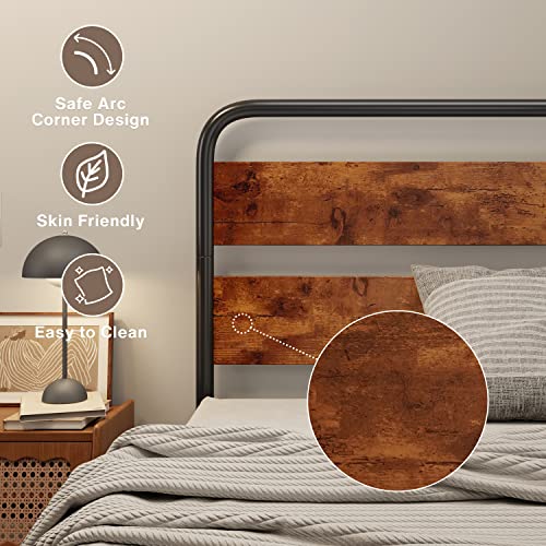 Aiho Queen Bed Frame With Storage, Metal Platform Bed Frame, Steel Slat Support, Sturdy And Stable, No Box Springs Needed, Noise Free, Vintage Brown #TOP5