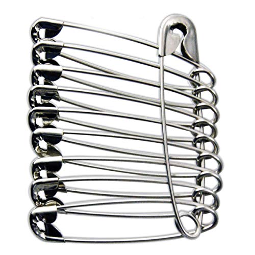 eRadius 10 x Extra Large Safety Pins Kraft Craft Pins Size 4 / 55mm 10Pcs Silver