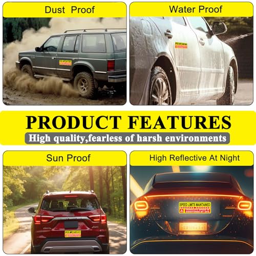 Image of Speed Limits Maintained Car Magnet, Vehicle Speed is Monitored by GPS Warning Magnetic Car Sign, Reusable Magnetic Bumper Sticker for Car, Truck, Company Vehicle Safety(Yellow-Red-2 Pack)