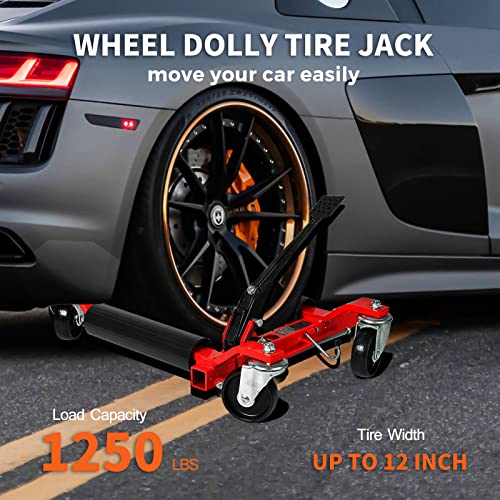 Blackhorse-Racing HM3462X2 Wheel Dolly Car Skates Mechanic Vehicle Positioning Tire Jack Ratcheting Foot Pedal Lift Car Wheel Dolly Heavy Duty thumb #1