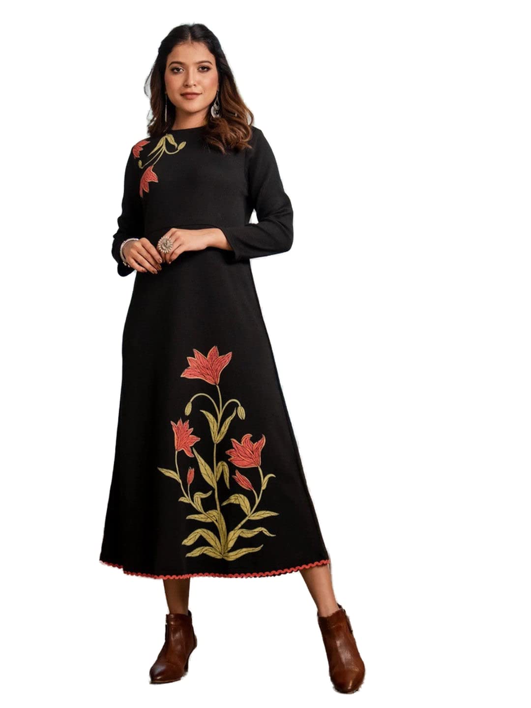 Teal Acrylic Sunflower Flared Dress