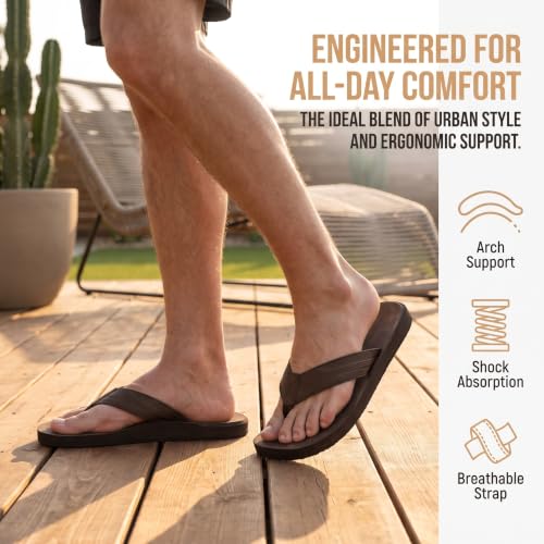 Image of AX BOXING Mens Flip Flops Leather Thong Sandals Casual Comfort Slides Slippers