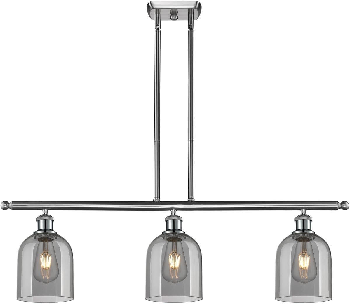 Innovations Lighting Bella - 3 Light Stem Hung Island in Industrial Style-10 Inches Tall and 36 Inches Wide-Brushed Satin Nickel Finish-Light