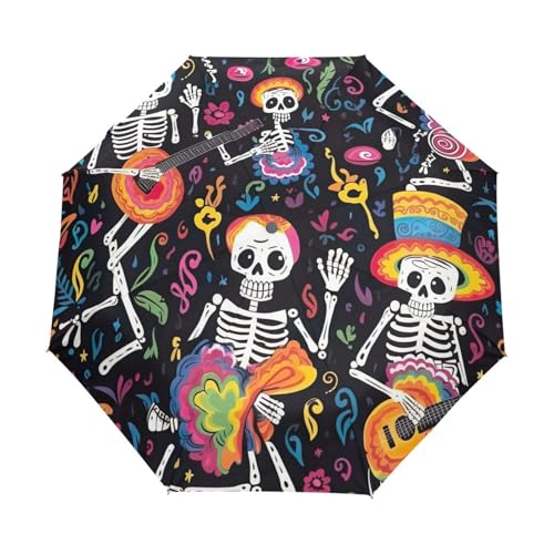 Parapluie mexicain noir squelette pliable automatique compact pour la pluie