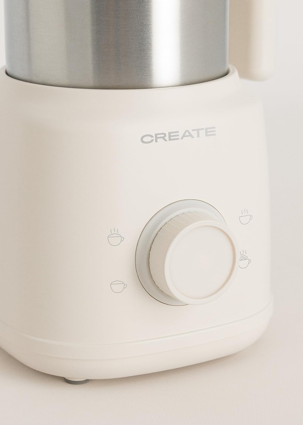 CREATE/MILK FROTHER RETRO/Milchaufschäumer und -erhitzer mit abnehmbarem Krug Cremeweiß/Magnetische Drehzubehörteile, 350ml, für kalte und warme Getränke, 500W