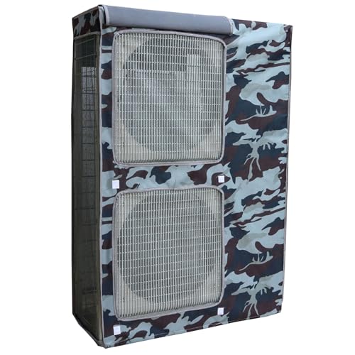 エアコン室外機カバー、冬用室外機 日除け、大型二層式室外機用、2つの通気口付き、大型エアコンに最適 遮熱 遮光 防音 断熱材 日よけ 遮熱シート(Gray,92x135x36cm/36x53x14in)