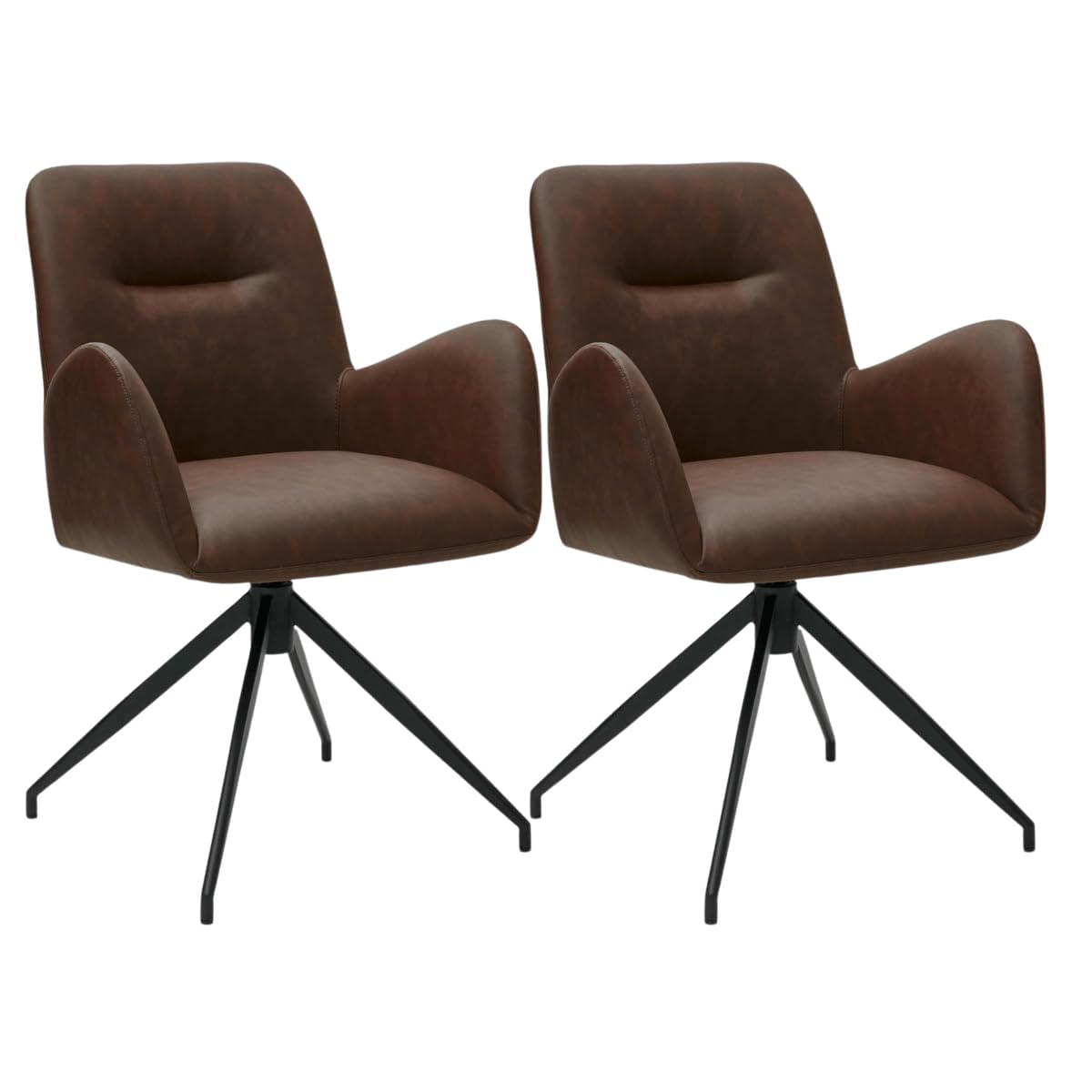 Chaise de salle à manger en cuir synthétique haut de gamme Jennifer avec accoudoirs