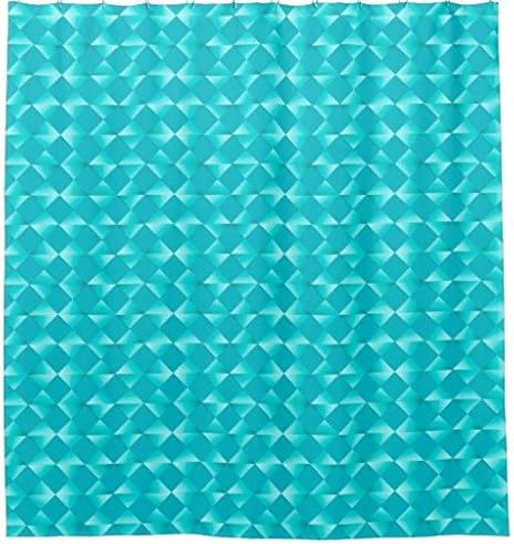 MidCentury Satin Diamonds Turquoise Aqua Shower Curtain 36 x 72 Inch
